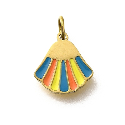 304 Stainless Steel Enamel Charms STAS-R153-07G-01-1