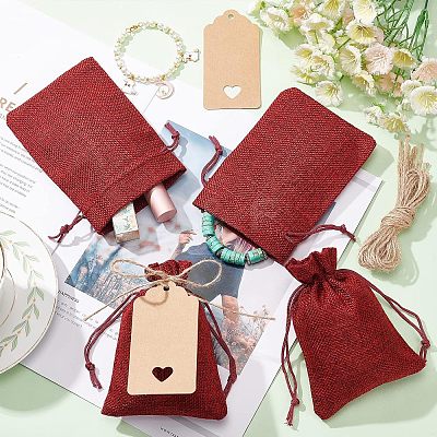 10Pcs Burlap Packing Pouches Drawstring Bags ABAG-NB0001-40A-1