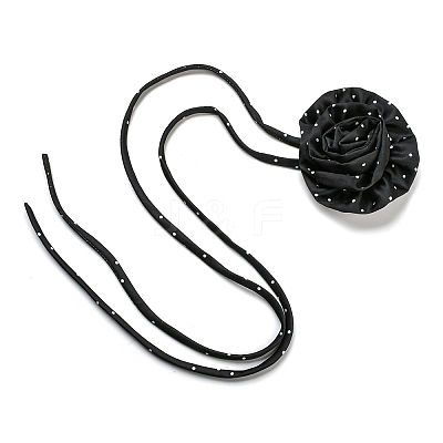 Polka Dot Pattern Fabric Rose Tie Choker Necklaces for Women LS-NJEW-Z022-01D-1