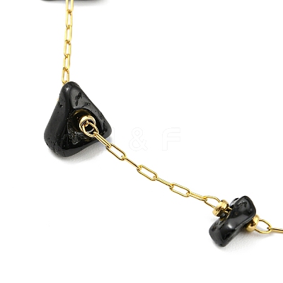 Natural Mixed Gemstone Chips Beaded Anklet with PVD Vacuum Plating Golden 304 Stainless Steel Chains for Women AJEW-Z008-02-1