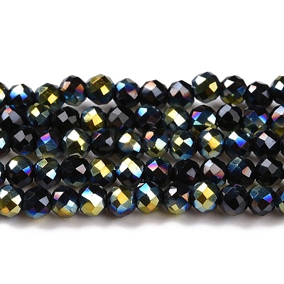 Electroplate Glass Beads Strands GLAA-H021-01B-HP03-1