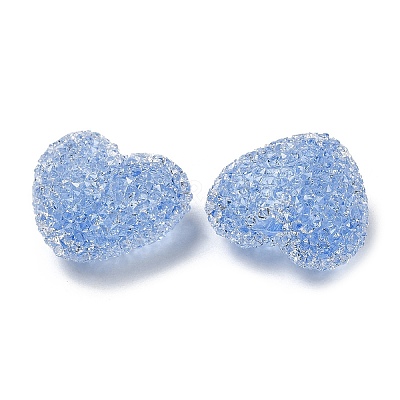 Drusy Heart Resin Rhinestone Beads RESI-C038-01F-1