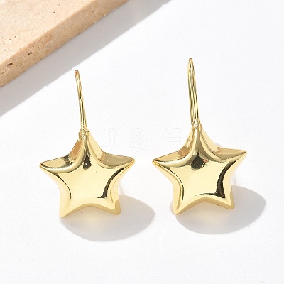 Star Brass Dangle Earrings EJEW-B132-05G-1