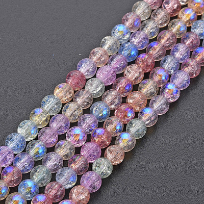 Electroplate Crackle Glass Bead Strands GLAA-S192-C-006B-1
