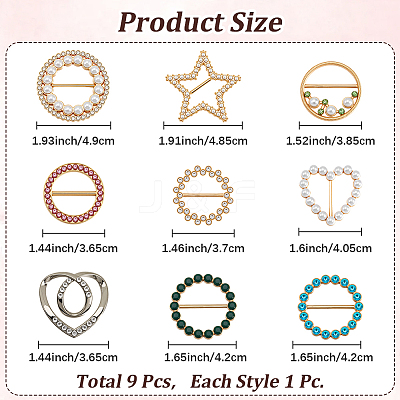 9Pcs 9 Styles Alloy Buckles AJEW-GF0011-32-1