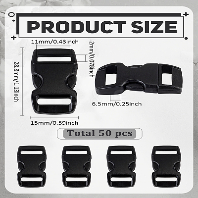 50Pcs POM Plastic Side Release Buckles KY-LP0001-09-1
