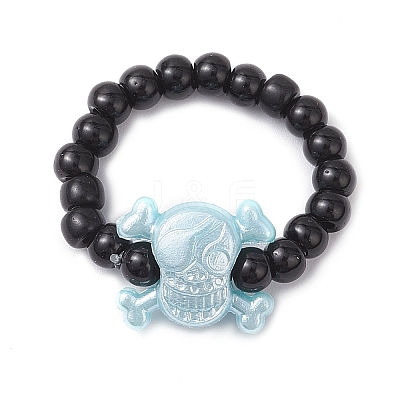 Acrylic Skull Stretch Rings RJEW-JR00927-01-1