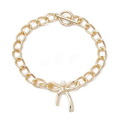 Bowknot Aluminium Twisted Curb Chains Bracelets for Women BJEW-JB11601-01-1