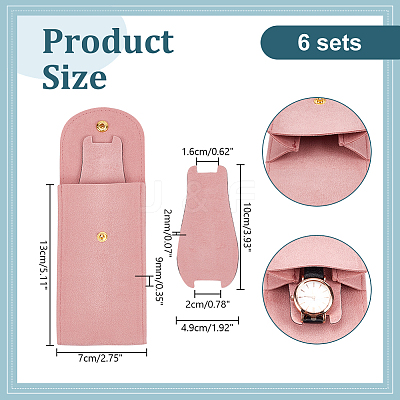 6 Sets Rectangle Velvet Single Watch Storage Bags ABAG-NB0002-09-1