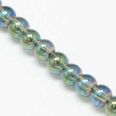 Electroplate Crystal Glass Round Beads Strands EGLA-F037-6mm-A04-1