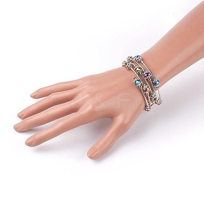 Electroplate Glass Wrap Bracelets BJEW-JB04018-03-1