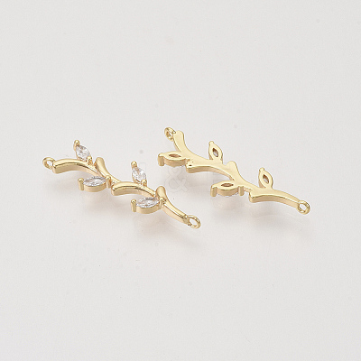 Brass Cubic Zirconia Links connectors X-KK-N216-14-1