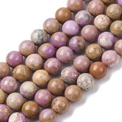 Natural Lepidolite/Purple Mica Stone Beads Strands G-K401-A01-8mm-1