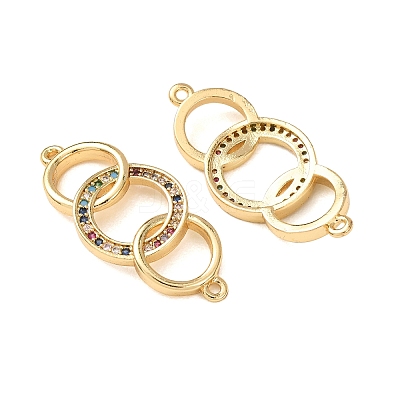 Brass Micro Pave Colorful Cubic Zirconia Connector Charms CU-CBA4579-07G-B-1