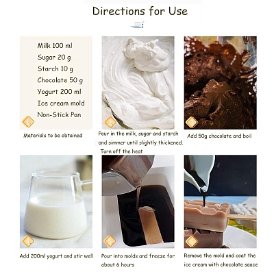 Food Grade DIY Rectangle Ice-cream Silicone Molds DIY-D062-06A-1