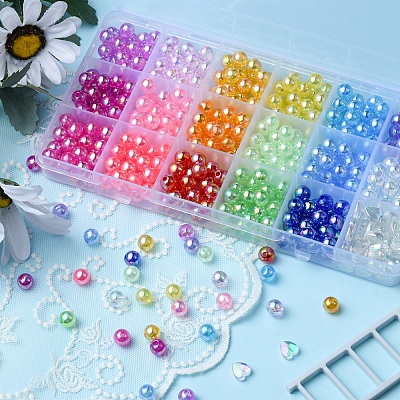 526Pcs 18 Style Transparent Acrylic Beads MACR-YW0002-07-1