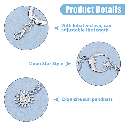 2Pcs 2 Colors Moon & Star Zinc Alloy Waist Body Chains AJEW-HS0001-12-1