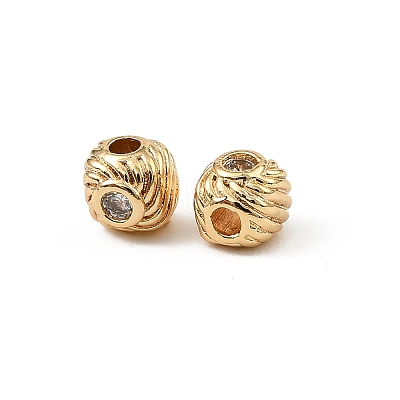 Brass Clear Cubic Zirconia Beads KK-D106-09G-1