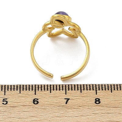 316 Stainless Steel with Natural Mixed Gemstone Cuff Rings RJEW-Z098-01G-09-1