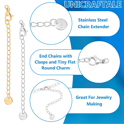 20Pcs 2 Colors 304 Stainless Steel Chain Extender STAS-UN0060-91-1