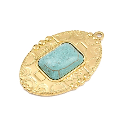 Bohemian Style 304 Stainless Steel with Synthetic Turquoise Pendants STAS-G381-02G-04-1