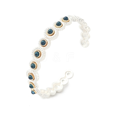Daisy Alloy Resin Cuff Bangles for Women BJEW-U039-02S-1