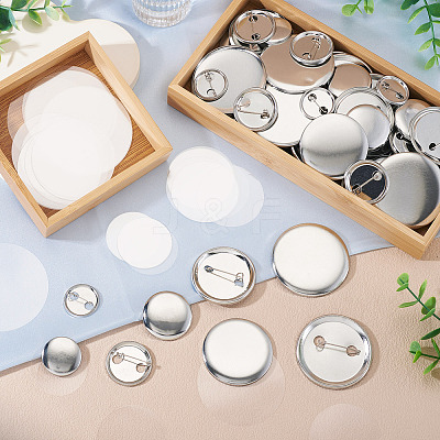 100 Sets 4 Styles Flat Round Sublimation Blank Badge Button Parts DIY-TA0013-64-1