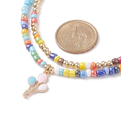 2Pcs 2 Style Glass Seed Pearl Beaded Necklaces Set NJEW-JN03936-1