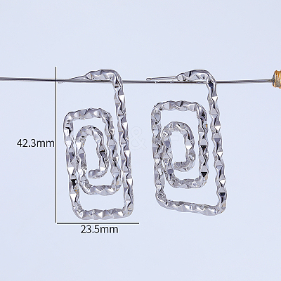 Spiral Rectangle Brass Stud Earrings CX5883-1