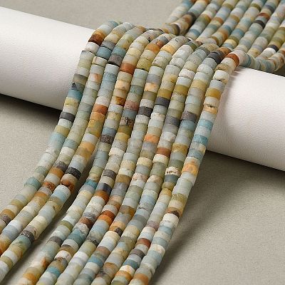 Natural Flower Amazonite Beads Strands G-P575-B43-4x2mm-1