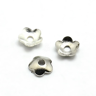 5-Petal Brass Tiny Flower Bead Caps KK-O043-06P-1