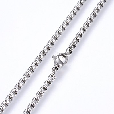 Non-Tarnish 304 Stainless Steel Box Chain Necklaces NJEW-F227-09P-10-1