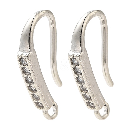 Rack Plating Brass Micro Pave Clear Cubic Zirconia Earring Hooks KK-A231-07S-1