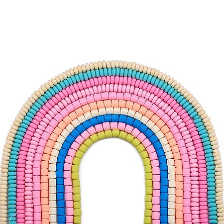 10 Strands 10 Colors Handmade Polymer Clay Beads Strands CLAY-SZ0001-97-1
