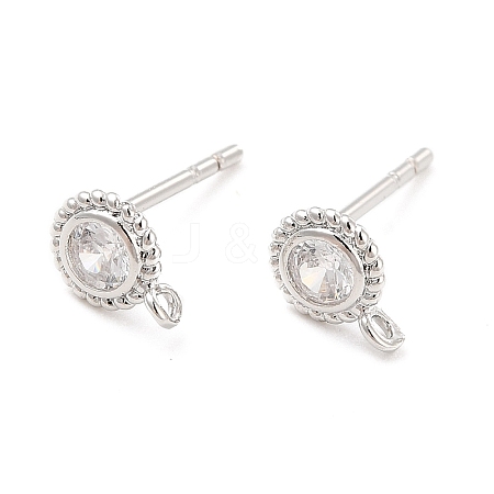Brass Micro Pave Cubic Zirconia Stud Earring Findings LS-ZIRC-P105-01P-1