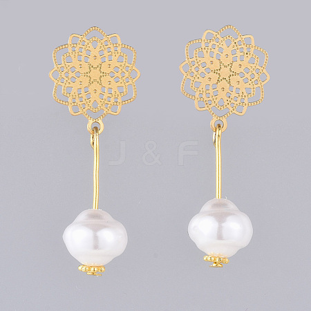Plastic Imitation Pearl Dangle Earrings EJEW-JE03624-1