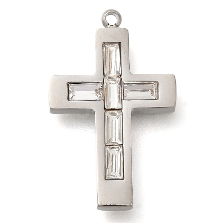 304 Stainless Steel Rhinestone Charms STAS-P369-14P-01-1-1