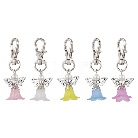 10Pcs 5 Styles Acrylic Angel Pendant Decorations HJEW-JM02730-S-1