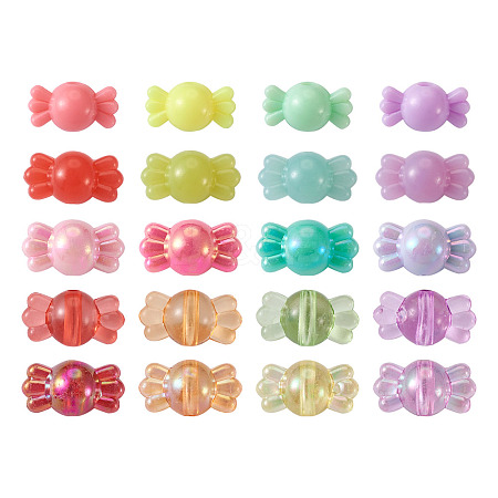  Opaque Solid Color & Imitation Jelly & Transparent Styles Acrylic Beads MACR-TA0001-15-1