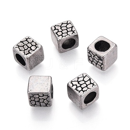 304 Stainless Steel Textured European Style Large Hole Beads STAS-T072-110AS-1