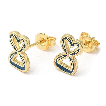 Rack Plating Brass Infinity Heart Stud Earrings with Enamel EJEW-K247-04G-1