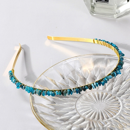 Wire Wrapped Natural Apatite Chip Hair Bands PW-WG27230-03-1