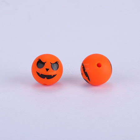 Printed Round with Ghost Pattern Silicone Focal Beads SI-JX0056A-127-1
