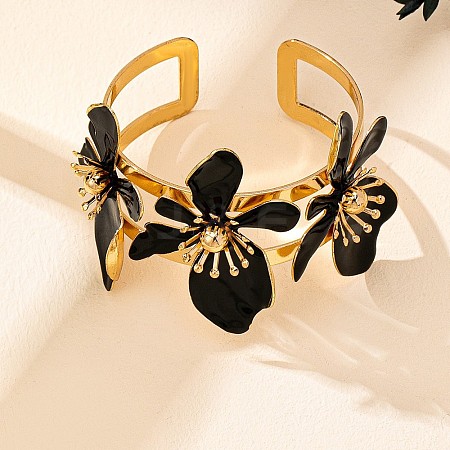 Flower Iron Enamel Cuff Bangles for Women FS-WG24287-02-1