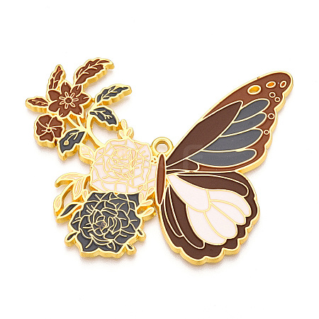 Rack Plating Alloy Enamel Big Pendants ENAM-N056-399B-G-1