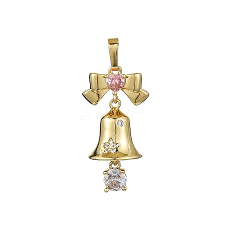 Rack Plating Brass with Cubic Zirconia Pendants KK-Q010-15G-1