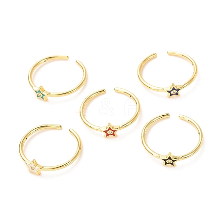 Star Golden Cuff Rings for Women KK-G404-09-1