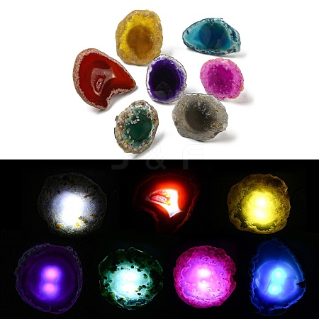 Dyed & Heatsd Natural Agate Slice USB Night Light Decoration G-Q170-01-1