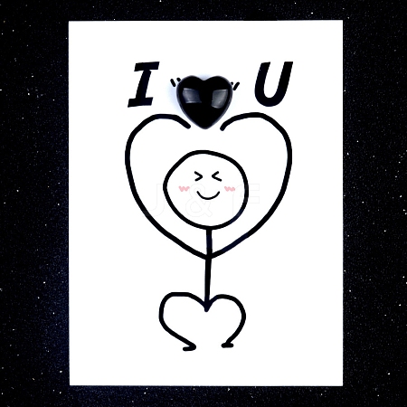 Natural Obsidian Heart Display Decorations PW-WG5A099-10-1
