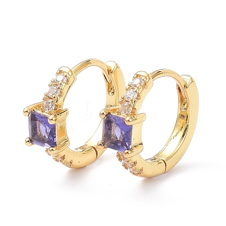 Brass Inlaid Cubic Zirconia Hoop Earrings ZIRC-P090-16G-E-1
